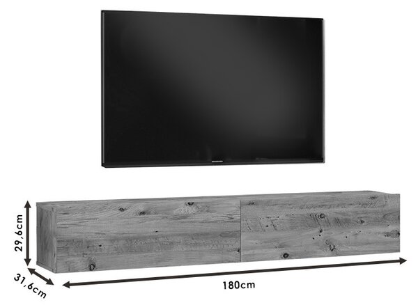 Comoda TV de perete Dello culoare antracit - sonoma 180x31.6x29.6cm