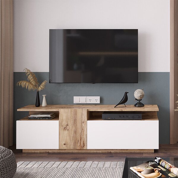 Comoda TV Elana sonoma - alb 150x29.5x46.3cm