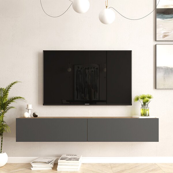 Comoda TV de perete Dello culoare antracit - sonoma 180x31.6x29.6cm