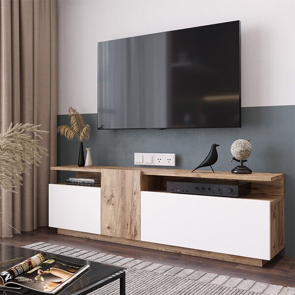 Comoda TV Elana sonoma - alb 150x29.5x46.3cm