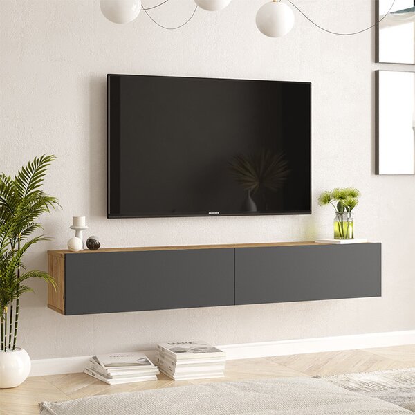 Comoda TV de perete Dello culoare antracit - sonoma 180x31.6x29.6cm