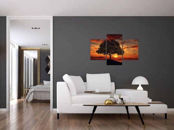 Tablou cu pomi și apus de soare (90x60 cm)