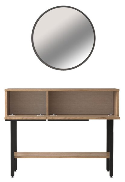 Consola cu oglinda Model Wardio, Alb/Natur, 100x29.5x76 cm