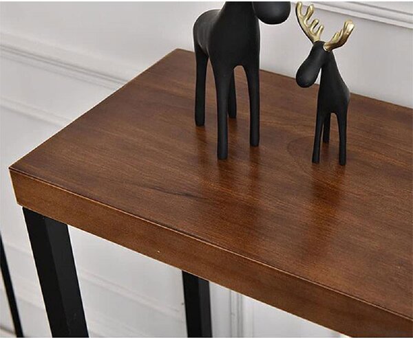 Consola Model Nore, Nuc/Negru, 79x29x85 cm, blat lemn masiv