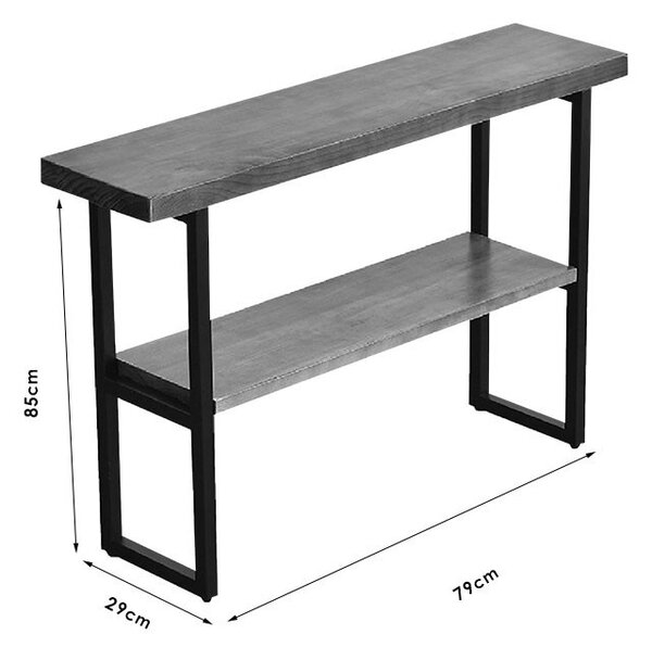Consola Model Nore, Nuc/Negru, 79x29x85 cm, blat lemn masiv