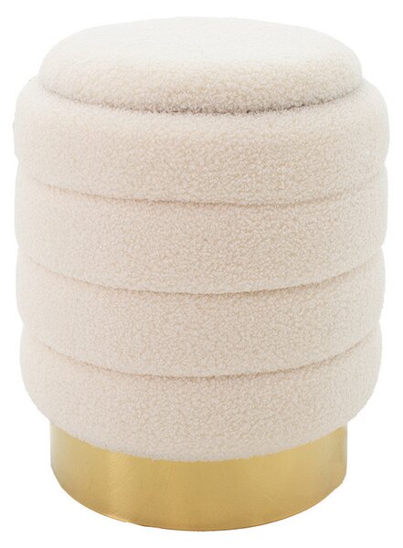 Taburet hol cufar cu spatiu de depozitare Dazzle boucle crem - auriu D36x44cm