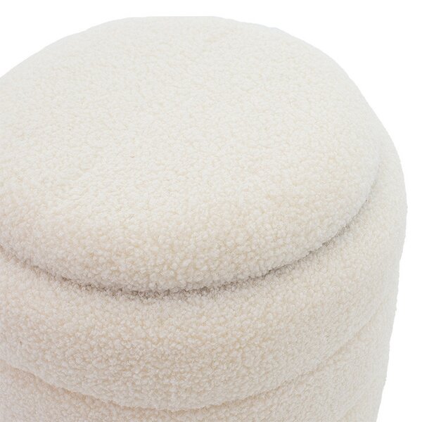 Taburet hol cufar cu spatiu de depozitare Dazzle boucle crem - auriu D36x44cm