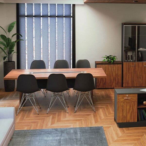 Birou de Conferinte Pako World, model Oscar, 240x76x120 cm, Nuc/Antracit