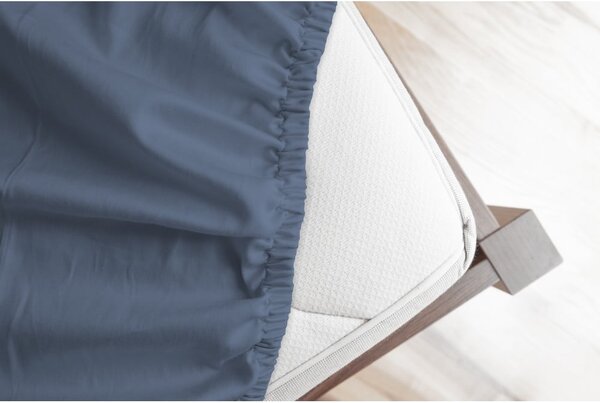 Cearceaf albastru din flanelă cu elastic 90x200 cm – Good Morning