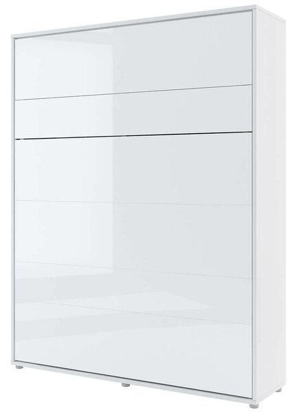 Pat rabatabil pe perete, cu mecanism pneumatic si somiera inclusa, Bed Concept Vertical Alb Lucios, 200 x 160 cm