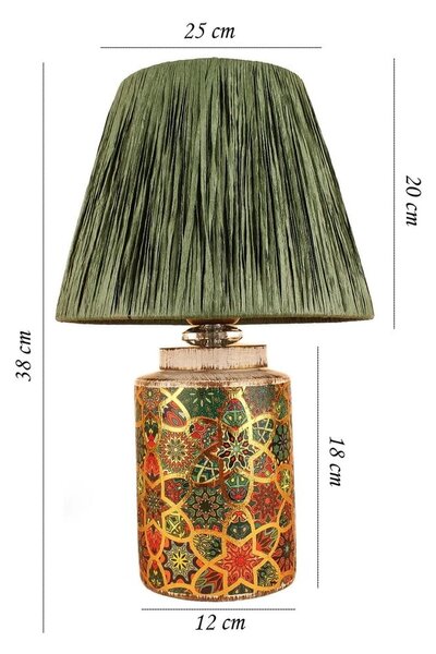Veioză verde cu abajur din sfoară din hârtie (înălțime 38 cm) Alev – Opviq lights
