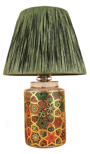 Veioză verde cu abajur din sfoară din hârtie (înălțime 38 cm) Alev – Opviq lights