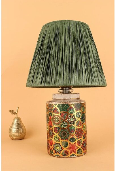 Veioză verde cu abajur din sfoară din hârtie (înălțime 38 cm) Alev – Opviq lights