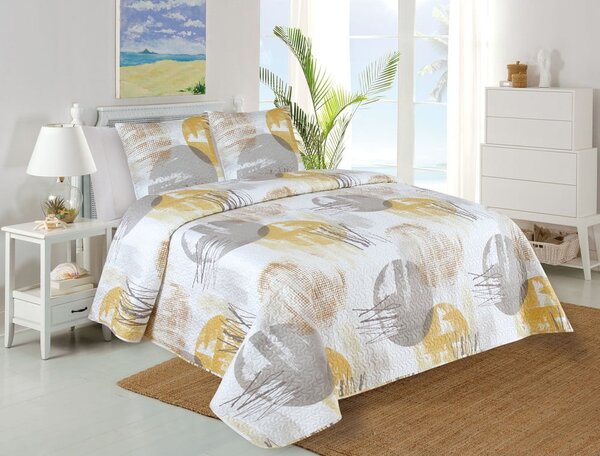 Set cuvertură și față de pernă galben/alb matlasat 220x240 cm Ronda – My House