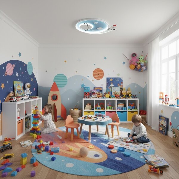 Brilagi -LED Plafonieră LED pentru copii STARSHIP LED/64W/230V 3000/4500K albastru