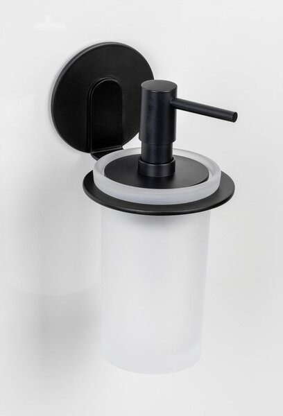 Dozator de săpun lichid negru mat autoadeziv din sticlă 150 ml Bivio – Wenko