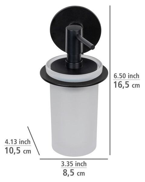 Dozator de săpun lichid negru mat autoadeziv din sticlă 150 ml Bivio – Wenko