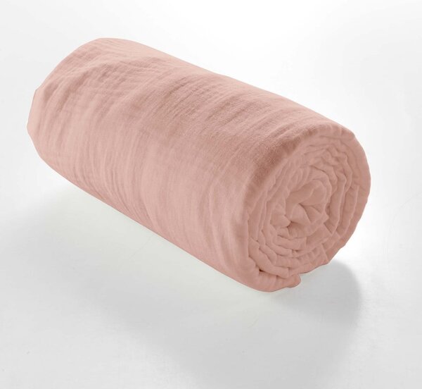 Cearceaf roz din muselină cu elastic 160x200 cm Angelia – douceur d'intérieur