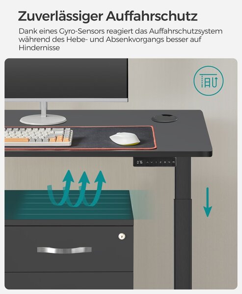 Birou reglabil Songmics Negru 140x70x117 cm