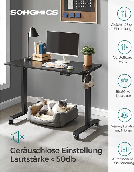 Birou reglabil Songmics Negru 120x60x119 cm