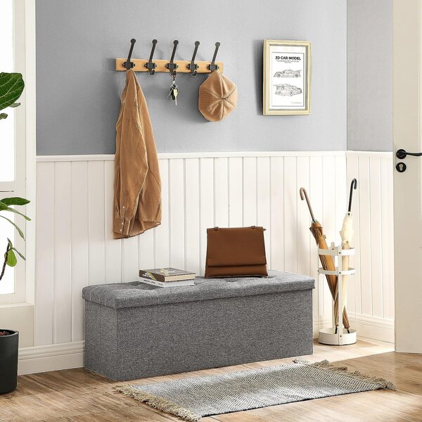 Bancheta de depozitare Otoman Songmics Gri deschis 110x38x38 cm