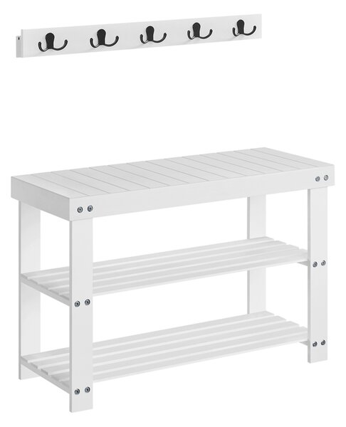 Cuier cu bancuta Songmics Alb 70x28.7x52.3 cm