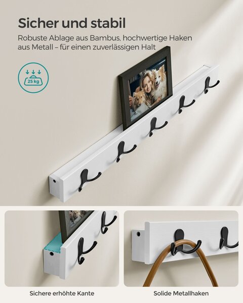 Cuier cu bancuta Songmics Alb 70x28.7x52.3 cm
