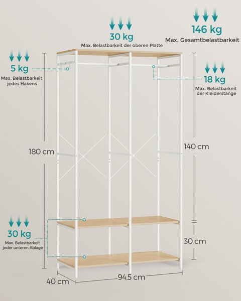 Cuier Songmics Bej 94.5x40x180 cm