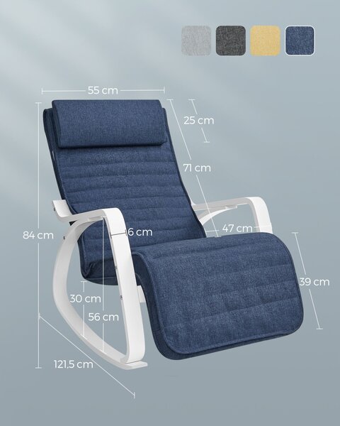 Scaun balansoar Songmics Albastru 121.5x67x84 cm