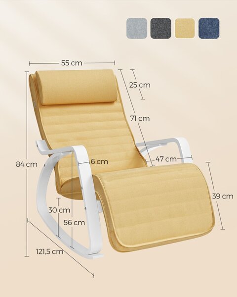 Scaun balansoar Songmics Galben 121.5x67x84 cm