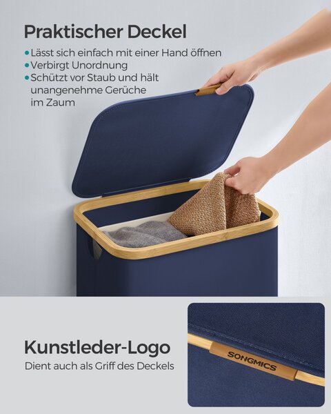 Cos de rufe Songmics Albastru 42x32x70.5 cm