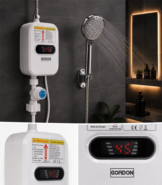 Încălzitor electric de apă cu încălzire instantanee de 3.500 W, cu afișaj și duș, 15–50 °C