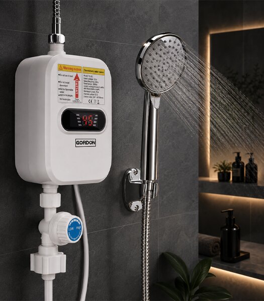 Încălzitor electric de apă cu încălzire instantanee de 3.500 W, cu afișaj și duș, 15–50 °C