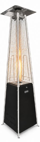 Încălzitor de terasă pe gaz, încălzitor radiant de 13 kW cu flacără și tub de sticlă – negru