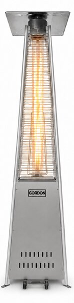 Încălzitor de terasă pe gaz, încălzitor radiant de 13 kW cu flacără și tub de sticlă, gri