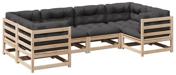 Set canapele de grădină cu perne, 6 piese, lemn masiv de pin