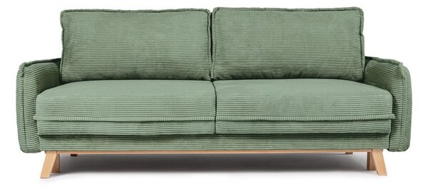 Canapea verde extensibilă cu tapițerie din catifea reiată 218 cm Tori – Bonami Selection