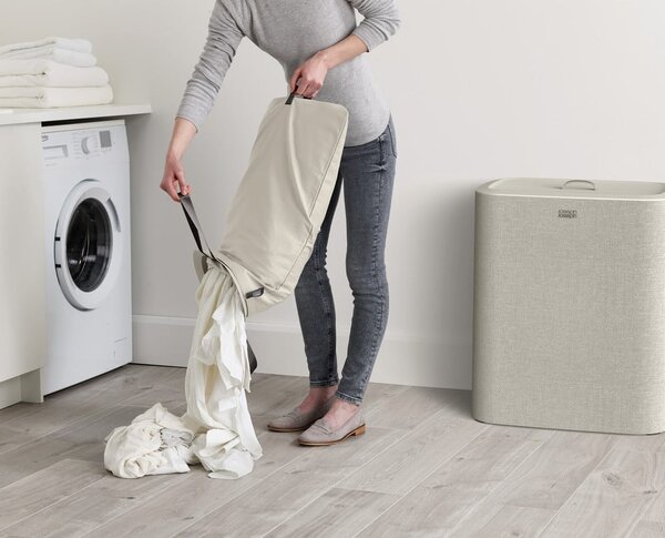 Coș de rufe bej din material textil 90 l Tota Trio – Joseph Joseph