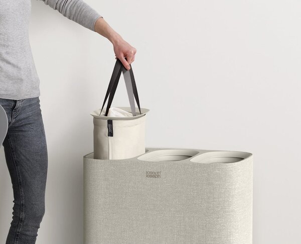 Coș de rufe bej din material textil 90 l Tota Trio – Joseph Joseph