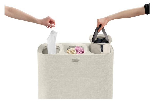 Coș de rufe bej din material textil 90 l Tota Trio – Joseph Joseph