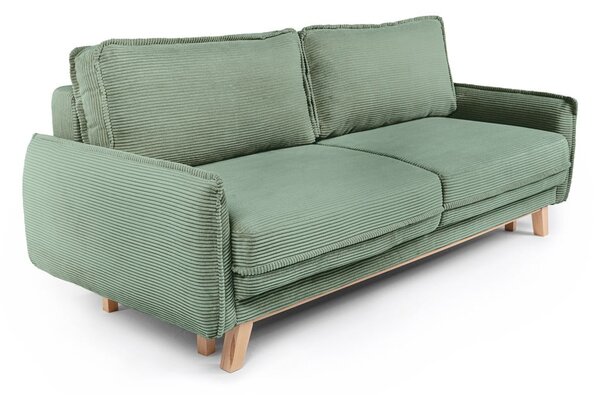 Canapea verde-deschis extensibilă cu tapițerie din catifea reiată 218 cm Tori – Bonami Selection