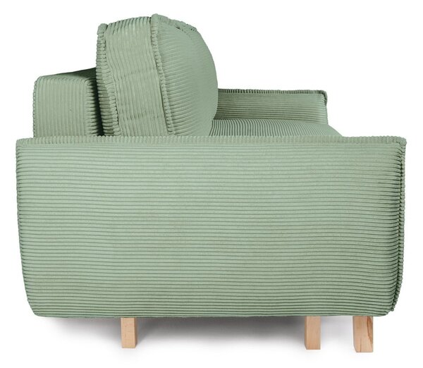 Canapea verde-deschis extensibilă cu tapițerie din catifea reiată 218 cm Tori – Bonami Selection