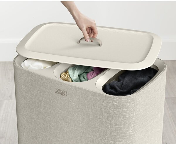 Coș de rufe bej din material textil 90 l Tota Trio – Joseph Joseph