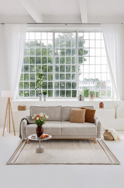 Canapea verde-deschis extensibilă cu tapițerie din catifea reiată 218 cm Tori – Bonami Selection