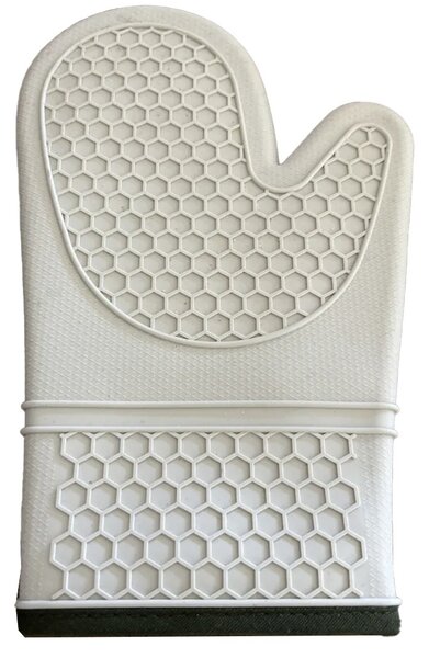 Manusa de bucatarie Pufo Cooking din silicon pentru gratar sau cuptor, captusita, 30 cm, crem