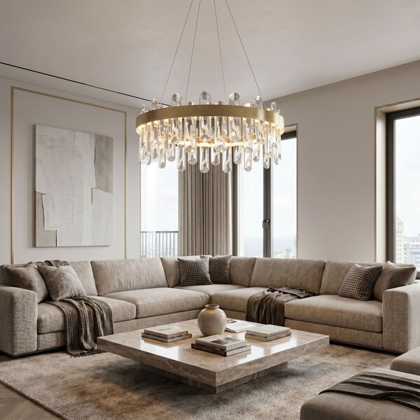Lampă suspendată LED din cristal SWE074-1CP 50cm Brushed Gold