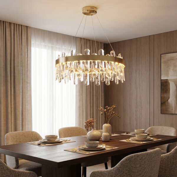 Lampă suspendată LED din cristal SWE074-1CP 50cm Brushed Gold