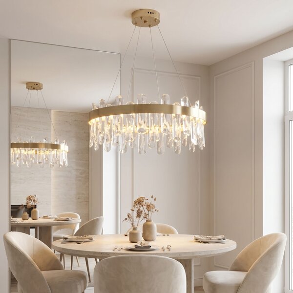 Lampă suspendată LED din cristal SWE074-1CP 50cm Brushed Gold