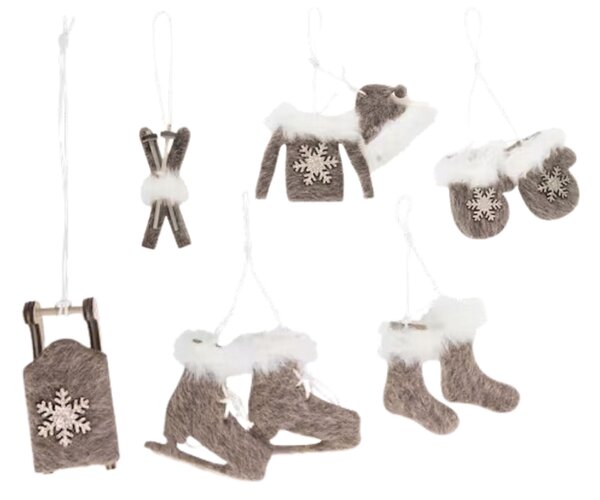 Set de decoratiuni de Craciun pentru agatat CHRISTMAS SYMBOLS 6 buc - mai multe culori