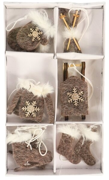 Set de decoratiuni de Craciun pentru agatat CHRISTMAS SYMBOLS 6 buc - mai multe culori